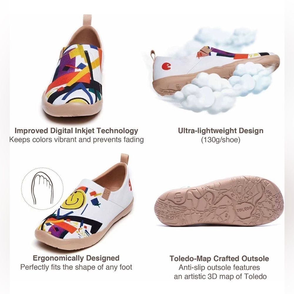 UIN Women's Slip Ons Lightweight Sneakers Walking Travel Shoes (Nice Meeting U) - Picture 6 of 7